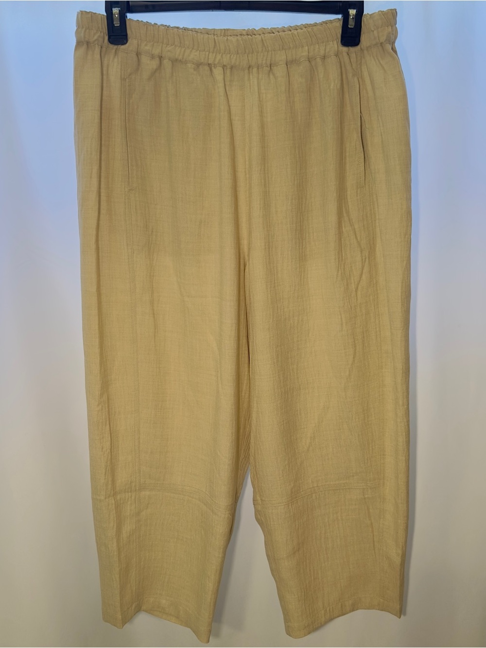 Max Studio London 1X Linen Look Wide Leg Casual Pullon Womans Pants Front  Back